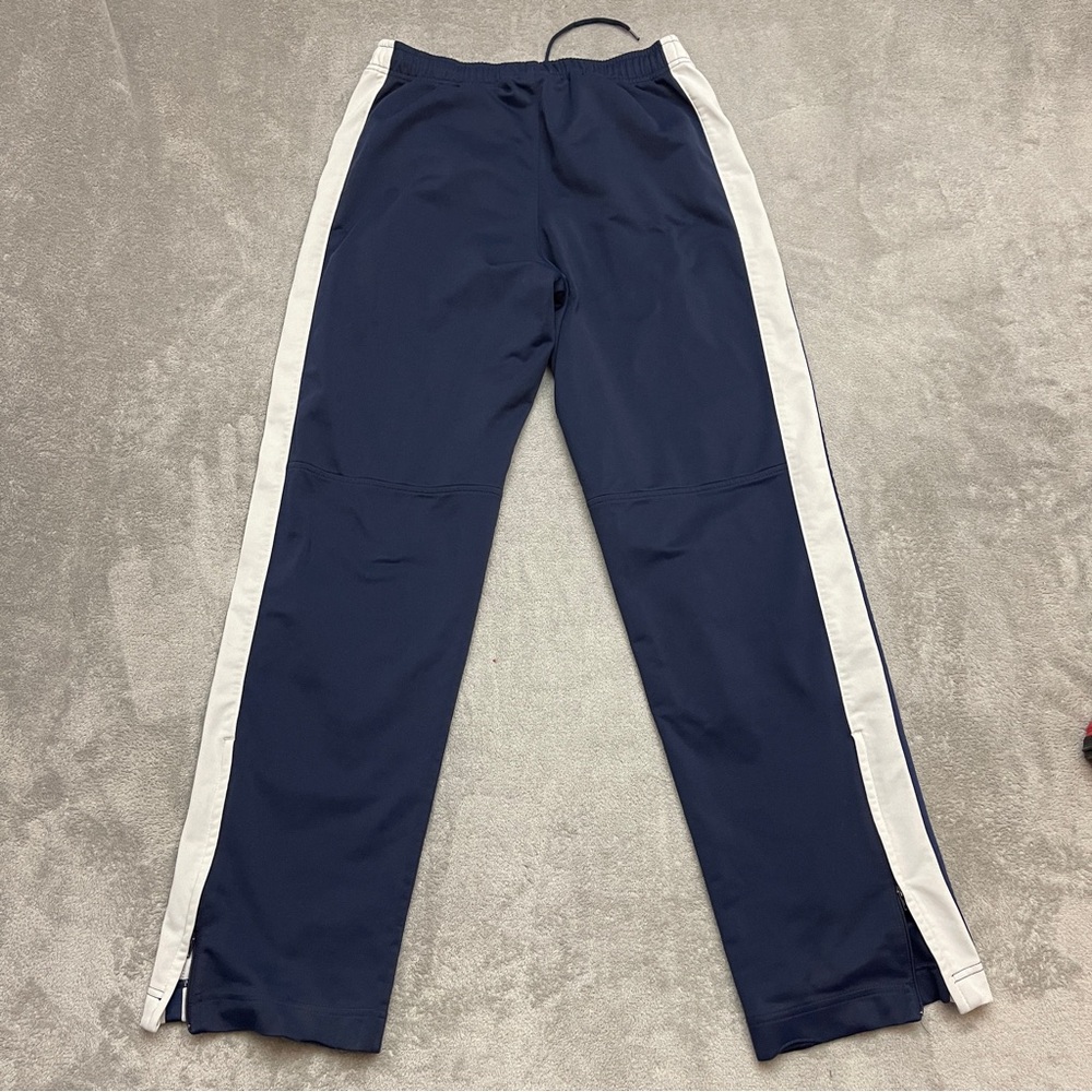 Vintage Nike Track Pants Mens M Blue Zip Cuffs Warm Up Y2K 90s Wide Leg Lined - Picture 13 of 14